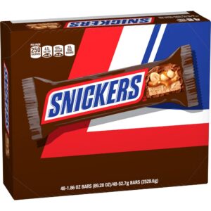 snickers candy bar milk chocolate full size box of 48