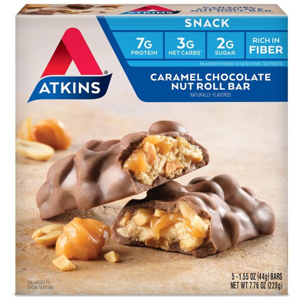 atkins protein bar caramel chocolate nut roll