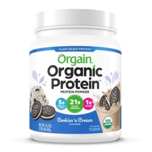orgain plant based protein powder cookies and cream