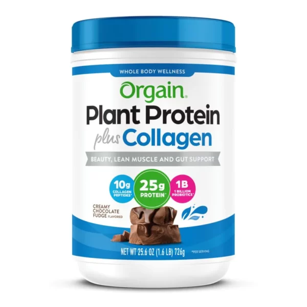 orgain plant protein plus collagen chocolate